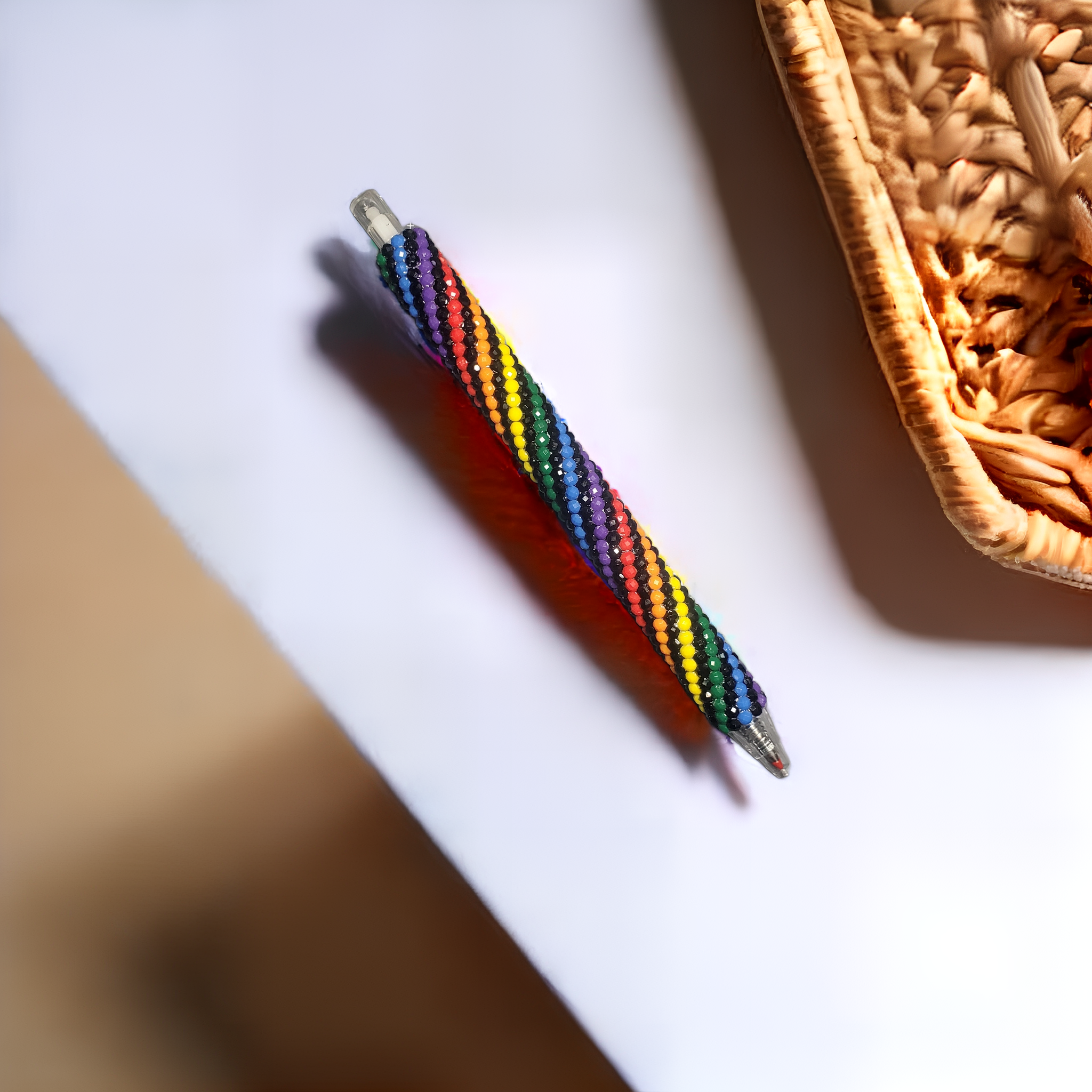 Rainbow Stripe Rhinestone Pen – Customized by Allie